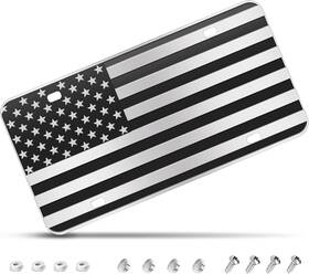 Cp-02 Wyhcauto American Flag License Plate Black Front Plates With 4 Silver