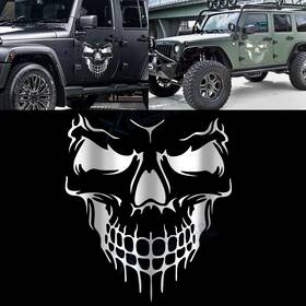 St147s Xotic Tech 22 Inch Silver Skull Hood Decal Vinyl Graphic Pre-cut Sticker For Tailgate Car