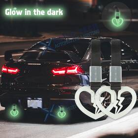 Th301g Xotic Tech #th301g 2 Night Glow Broken Heart Car Front Rear Bumper Loop Circle Decor Hand Strap Gift