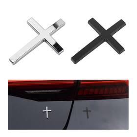 Ygdmd Tie/2pcs 2pcs Individual Jesus Cross Car Emblem 3d 2.45 1.78 0.16 Inch Black Silver