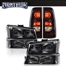 Fit For 2003-2006 Chevy Silverado Headlights+bumper Lamps+tail Black. Fixed Price $123.08.