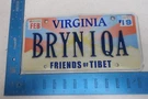 Virginia License Plate Tag Vanity 2019 Tibet Bryan Brian Smart Bryniqa #1. Fixed Price $45.60.
