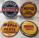 Lot Of 4 Retro Mopar Chrysler Button Pins 3" Plymouth Dodge Desoto Imperial. Fixed Price $29.99.