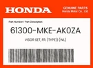 Honda Genuine Visor Set, Fr. (TYPE1) (wl) 61300-MKE-AK0ZA. Fixed Price $116.28.