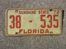 1972 Florida License Plate Monroe County Chevrolet Ford 38 535. Fixed Price $35.00.