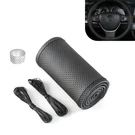 Wzp Genuine Leather Steering Wheel Cover, Custom Stitch On Black. Fixed Price $16.74.