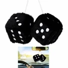 1 Pair Auto Black Fuzzy Dice Vintage Car Plush Hanging Rearview Mirror 2.7". Fixed Price $9.25.