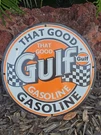 Vintage That Good Gulf Gasoline Porcelain Pump Motor Oil Sign 12".. Fixed Price $130.90.