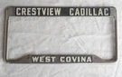 Vtg 1970'S All Metal Crestview Cadillac License Plate Frame West Coving. Fixed Price $26.00.