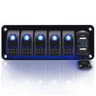5 Gang Rocker Switch Panel Flush Mount Toggle Buttons Dual Usb Voltmeter Charger. Fixed Price $26.99.
