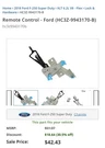 Genuine Ford Remote Control HC3Z-9943170-B. Fixed Price $26.00.