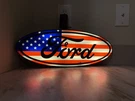 American Flag Ford Led Light Up Wall Sign Garage Man Cave Auto Shop Decor 17 X7". Fixed Price $70.00.