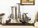 Rustic Western Cowboy Triple Six Shooter Revolver Pistol Guns Candle Holders. Fixed Price $45.99.