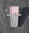 Vintage 1965 Ford Thunderbird Galaxie 390 Checkered Fender Emblem. Fixed Price $60.00.