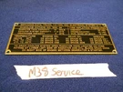 Data Plate Service, Brass Fits Willys M38 G740 Military Jeep (P62). Fixed Price $16.00.