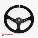 Flashpower Universal 350MM Deep Dished Sport Racing Suede Alloy Steering Wheel. Fixed Price $64.50.