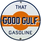 Vintage That Good Gulf Gasoline Porcelain Sign Station Motor Oil Pump. Fixed Price $110.37.