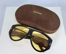 Tom Ford Bronson TF1044 01E 60MM Aviator Sunglasses In Black With Yellow Lens. Fixed Price $235.00.