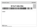 Genuine Bmw Label 51-14-7-494-334 New. Fixed Price $45.33.