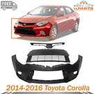 Front Bumper Primed Cover + Upper Lower Grille For 2014-2016 Toyota Corolla. Fixed Price $204.95.