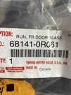 68141-0R061 Front Door Run Channel 19-25 Toyota RAV4 Oem New. Fixed Price $75.00.