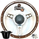 Classic Car 13" Semi Dished Dark Riveted Wood Rim Steering Wheel Horn Boss Kit. Fixed Price $373.17.
