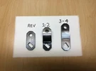 '64.5-'68 Ford Mustang Toploader Speed Transmission Shift Tab Set. Fixed Price $73.00.