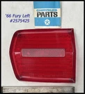 Vintage Mopar 1966 Plymouth Fury Left Tail Light Lens Convertible Sport. Fixed Price $47.50.
