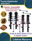 Front & Rear Struts W/sway Bar For 2011-2013 Toyota Highlander 2WD Lifetime Warr. Fixed Price $539.85.