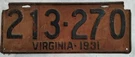 Virginia 1931 License Plate (213-270) Original Paint Mancave Cool. Fixed Price $80.96.