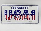 Vtg Chevrolet Chevy Dealer Usa 1 Stars & Stripes License Plate Embossed. Fixed Price $19.76.