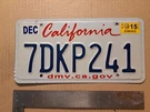 License Plate, California, 2015 Smart Sticker, Passenger, 7 Dkp 241. Fixed Price $11.99.