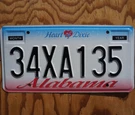 Alabama License - Heart Of Dixie Pink Blue Plates Tags. Fixed Price $10.99.