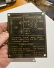 Original Shift Pattern Brass Data Plate Wwii Willys Mb & Ford Gpw Jeep G503. Fixed Price $128.00.