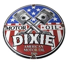 Vintage Dixie Motor Oil Sign - American Flags Gas Pump Service Porcelain. Fixed Price $114.47.