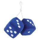 Blue Plush Fuzzy Mirror Dice W/ White Dots 3"X3" Vintage Car Hot Rat Street. Fixed Price $11.95.