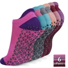 Hromec Non Slip Yoga Socks With Grips For Pilates, Medium, 6 Pairs-red Purple. Fixed Price $34.46.
