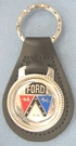 Silver Ford 50S Crest Crown Victoria #3161 Black Leather Chrome Key Ring. Fixed Price $26.95.