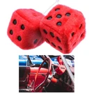 1 Pair Red Fuzzy Dice Vintage Car Plush Decor Hanging Rearview Mirror 2.7" Auto. Fixed Price $9.25.