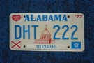 1977 Alabama Heart Of Dixie License Plate # Dht 222. Fixed Price $24.99.