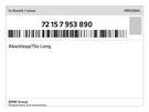 Genuine Bmw Abschlepp?se Lang 72-15-7-953-890 New. Fixed Price $34.69.