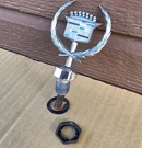 Vintage Genuine Oem Cadillac Wreath Hood Ornament Chrome Crest Emblem 25531878. Fixed Price $40.00.